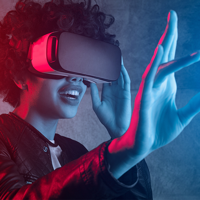 Woman wearing VR headset